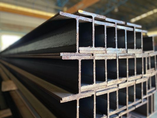 Q235B A36 Q345B Grade H-canal estrutural de aço carbono H viga com 8 mm 64 mm espessura da flange