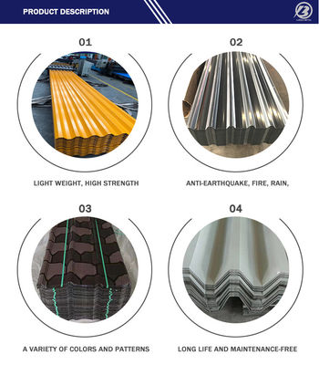 RAL ASTM SGCC Z60 0,2 mm 0,3 mm Painéis de telhado revestidos por cor PPGI corrugados para soluções de telhado duráveis e duradouras